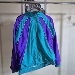 Vintage Jacket Stylish Purple and Blue Bomber Jacket